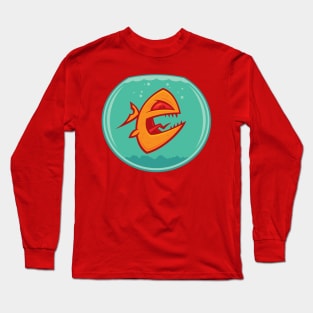 Angry Goldfish Cartoon Long Sleeve T-Shirt